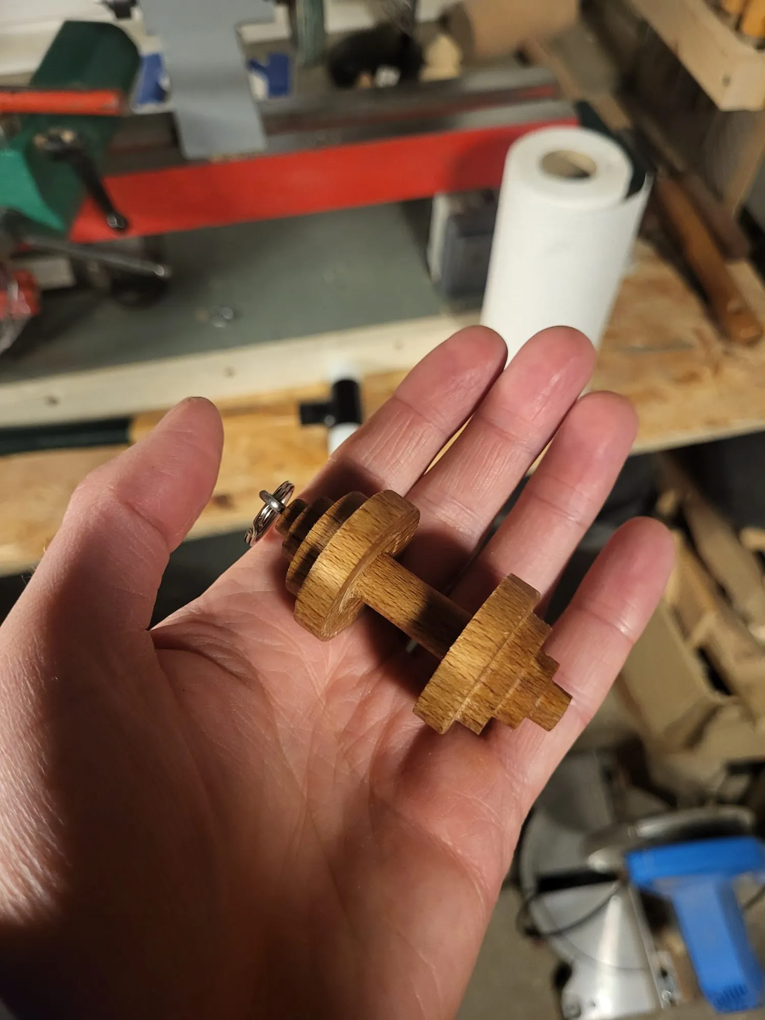 Close-up of the dumbbell